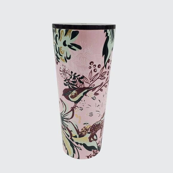 Starbucks 2022 Holiday Winter Pink Enchanted Forest Floral Stainless Tumbler - Picture 4 of 8